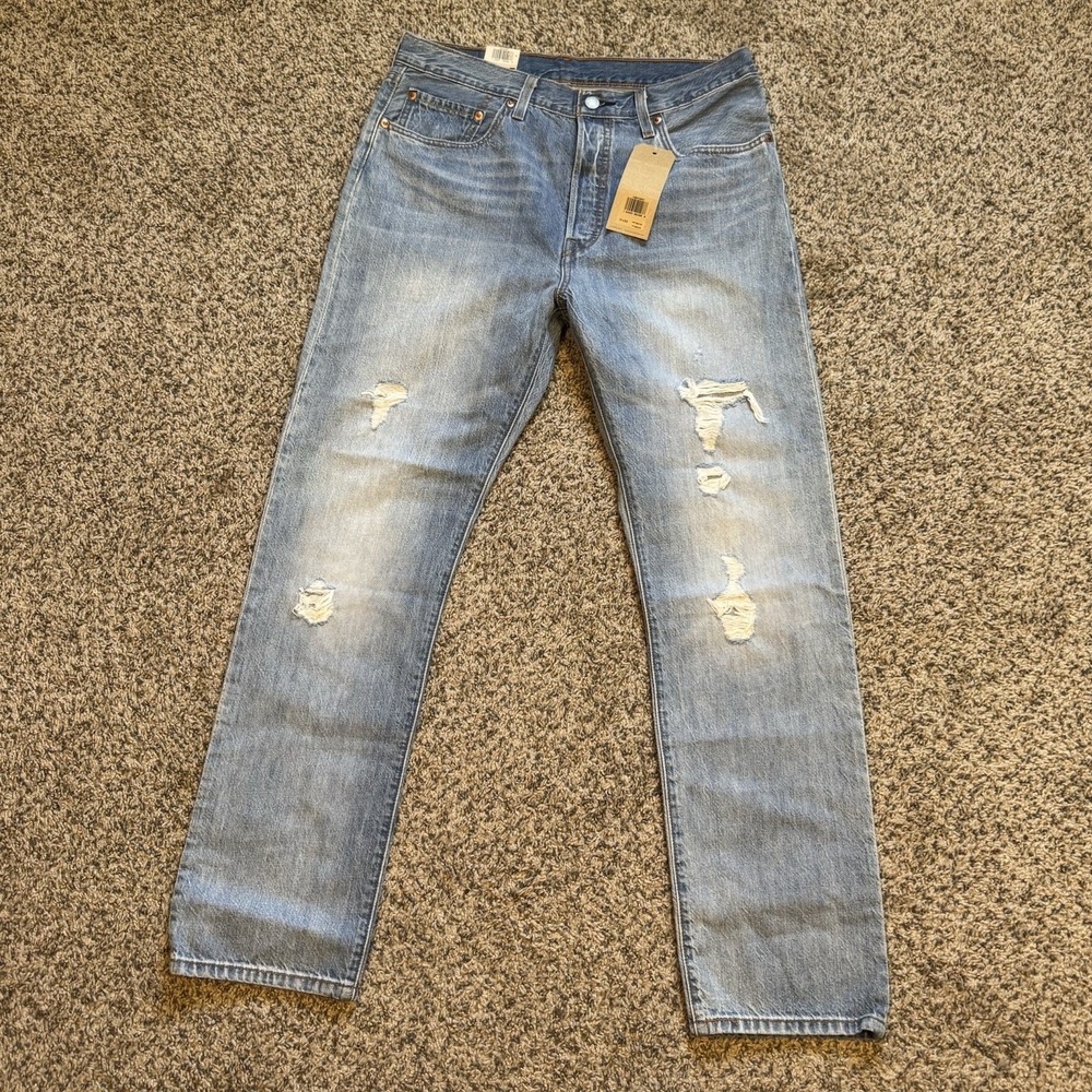 Levi's Womens 501 Original Fit Jeans 31x30 High Rise Ripped Non Stretch Straight - Picture 1 of 6